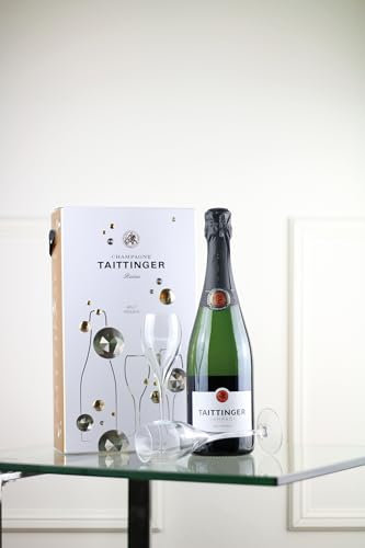 Taittinger Brut Réserve Non Vintage Champagne and Glasses Gift Set 75cl