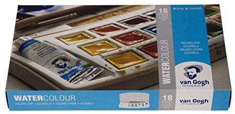 Royal Talens Van Gogh Aquarellfarbe, Stück, Kunststoff, 18 + 2 Allgemeine (Kunststofftasche), La moitié Pan + 10ml Tube