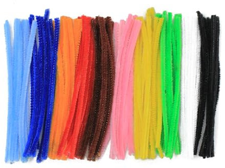 Bright Ideas Limpiapipas - Tallos de chenilla PK100 surtidos 15cm x 5mm para artes y manualidades, 10 colores surtidos negro, blanco, amarillo, verde, azul claro, rosa, naranja, marrón, rojo, azul