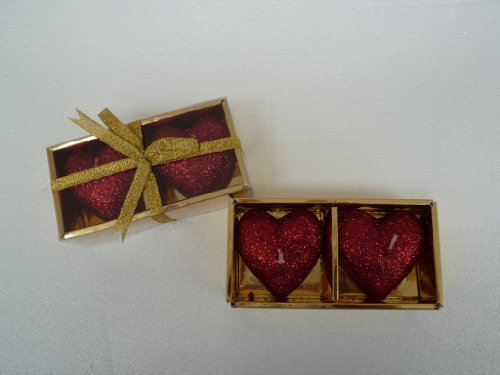 Bella-Vita GmbH 2 x 2er Set Kerzen in Herzform, Farbe rot