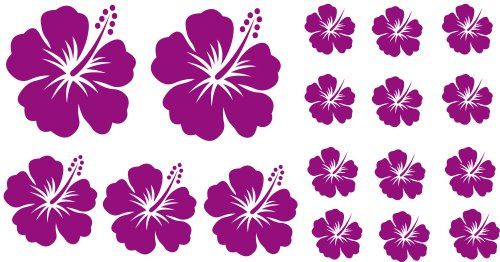XL Design Set Y in Lila violett 17 Stück HIBISKUS Blumensticker Autoaufkleber Blumen oder Wandtattoo selbstklebende Aufkleber fürs Auto, Wandsticker Out- & Indoor, Wandbild & Fensterbild wählen Sie aus 32 Farben!