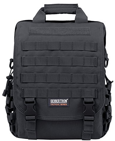 Seibertron Molle Multifunktions Umhängetasche Oder Rucksack Airport Friendly Schultertasche, Aktentasche Sleeve Tasche für 14.1 Zoll Netbook/Laptop Case Business Aktenkoffer (Black)