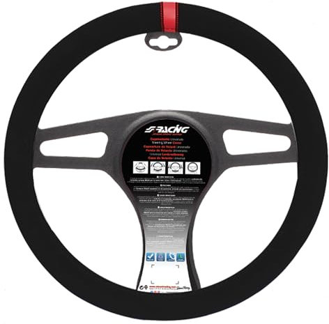 Simoni Racing CVT/27R Universal Steering Wheel Cover, Schwarz Rot Addition