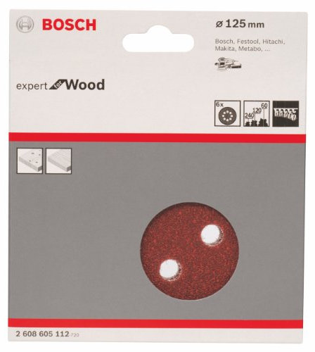 Bosch Professional 6tlg. Schleifblatt-Set für Exzenterschleifer Holz und Farbe (125 mm, Körnung 60/120/240, C430) 2608605112
