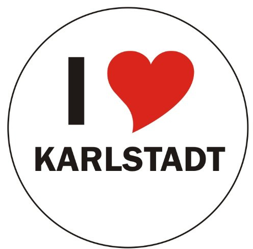 INDIGOS UG Aufkleber - Sticker - Autoaufkleber - I Love Karlstadt - 8 cm Durchmesser rund - JDM - Die Cut - OEM - Auto - Heckscheibe - aussenklebend