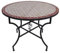 Saharashop Orientalischer Mosaiktisch Rund Ø 100 cm Tawriq Bordeaux-Natur, Terrassentisch, Gartentisch, Mediterraner Fliesentisch, Beistelltisch-Handarbeit, Balkontisch Bistrotisch Kaffeetisch