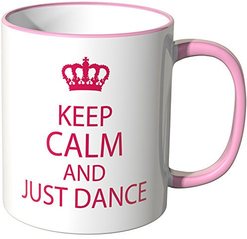 WANDKINGS® Tasse, Schriftzug: Keep Calm and just Dance - ROSA