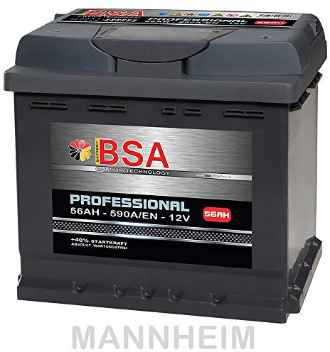 BSA Autobatterie 56Ah 12V 590A/EN ersetzt 44Ah 45Ah 52Ah 53Ah 54Ah 55Ah Extreme Startkraft