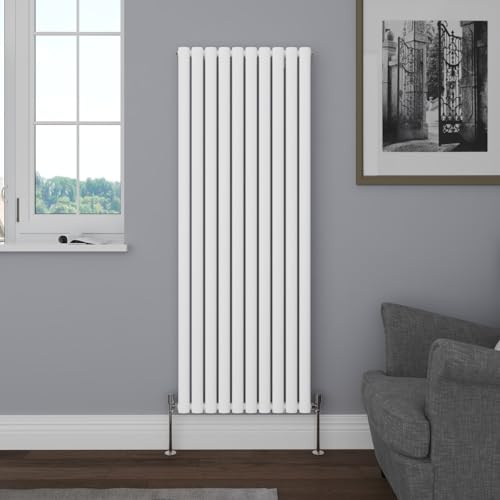 NRG 1600x590 Vertical Single Panel Oval Column Designer Radiator White Tall Upright Bathroom Central Heating