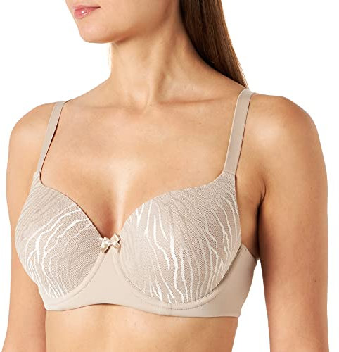 Selene, Reggiseno Contenitivo Donna con Ferretto Anti-Fastidio e Fascia Elasticizzata, Coppe Preformate in Tulle, Collezione Norma, Colore Terra, Taglia 5C