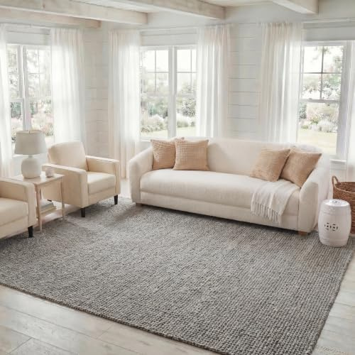 SAFAVIEH Naturfaser Teppich für Wohnzimmer, Esszimmer, Schlafzimmer - Natural Fiber Collection, Kurzer Flor, Hellgrau, 244 X 305 cm