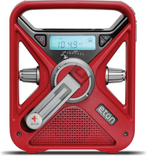 Eton - American Red Cross FRX3+ Emergency NOAA Weather Radio, Digital Display, Hand Turbine, Solar Power, Red LED Flashing Beacon, 7 NOAA/Environment Canada Weather Bands, Phone Charger