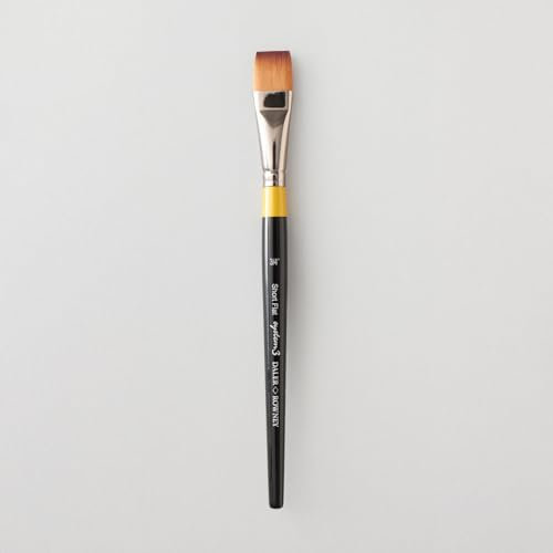 Daler-Rowney System3 Acrylic Brush, Synthetic Hair, Short Handle, Short Flat, 3/4in