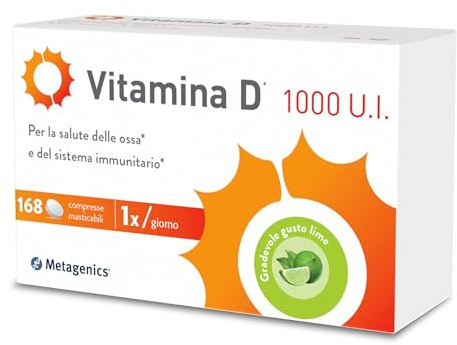 Metagenics Vitamina D 1000 UI - Ossa e Difese - 168 Compresse Masticabili | Compresse masticabili ideali per integrare la vitamina D3, essenziale per il sistema immunitario e la salute ossea.