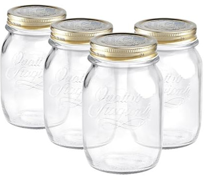Bormioli Rocco 4X Clair 500ml Quattro Stagioni Glass de Conservation des Pots - Paies de vis ètanche è l'air de Stockage de Conserve de Conserve de Confiture de Confiture maèon