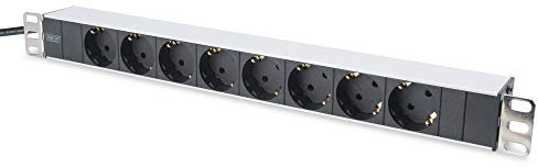 DIGITUS Regleta de enchufes 19 - 8 tomas - 1U - 250VAC - 50/60Hz - 16A - 4000W - Para armarios de red y servidores de 19 pulgadas