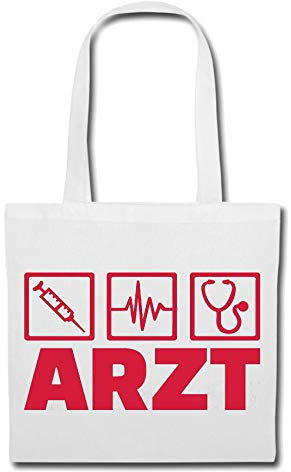 Reifen-Markt Tasche Umhängetasche ARZT - DOKTOR - ÄRZTIN - KRANKENHAUS - KLINIK Einkaufstasche Schulbeutel Turnbeutel in Weiß