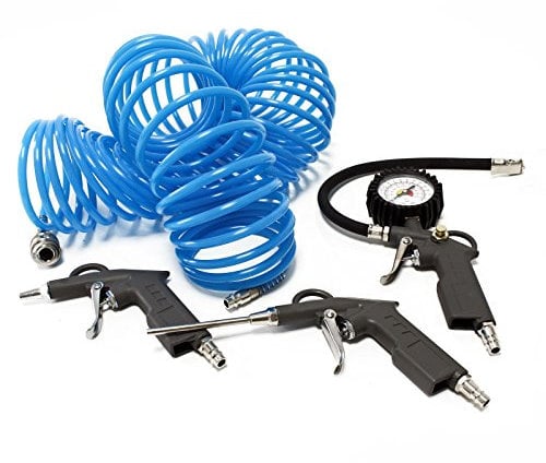 Wiltec Set utensili pneumatici pistola gonfiaggio con manometro pistole soffiaggio e tubo