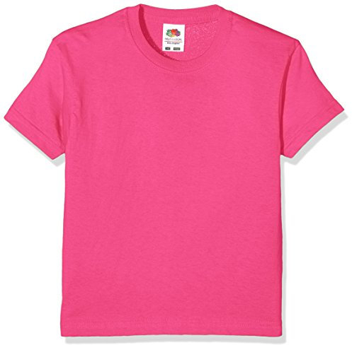 Fruit of the Loom Unisex Kids Original T. T-Shirt, Fuchsia, 5-6 Years (Manufacturer Size:26)