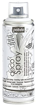 Pébéo - Peinture Acrylique en Spray - Pour la Décoration Multi Supports en Intérieur et Extérieur - Base Eau, Faible Odeur - 200 ml - Finition Mate - Coloris Blanc
