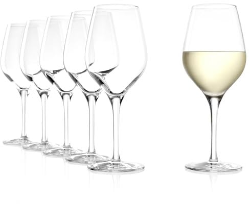 Stölzle Lausitz Weißweingläser Exquisit 6er-Set 350 ml – Hochwertige Weingläser ideal für schwere Weißweine – Eleganter Weißweinkelch aus Kristallglas – Stoß- & Spülmaschinenfest, Made in Germany