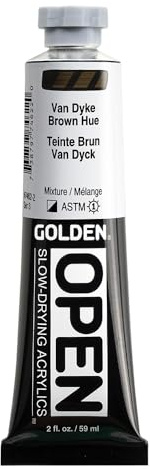 GOLDEN OPEN Slow-Drying Acrylics, Van Dyke Brown Hue, 2 fl. oz. Tube