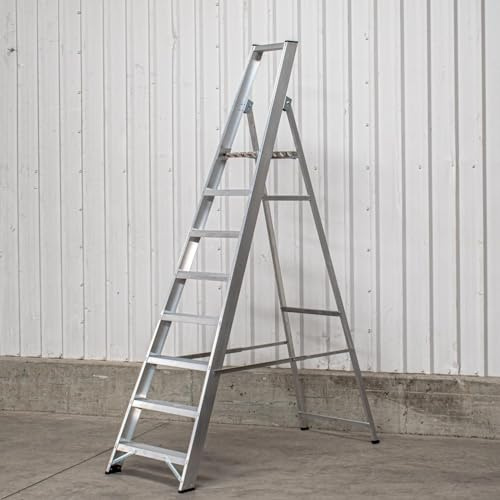 BPS® Industrial Platform Step Ladder/Ladders | 150kg Load Capacity | Aluminium | Heavy Duty | EN131 Pro Certified | 2.06m Platform Height | 8 Steps