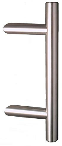 HISKA Haustürgriff Edelstahl, Länge 320mm Achsmaß 200mm, Stossgriff, Stangengriff mit 45° Haltern, Made in Germany