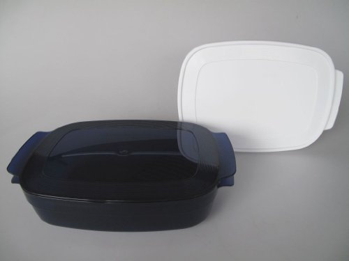 Tupperware Microcook Cook Microplus - Recipiente para cocción en microondas (1,7 L, plano, redondo y alargado), color azul