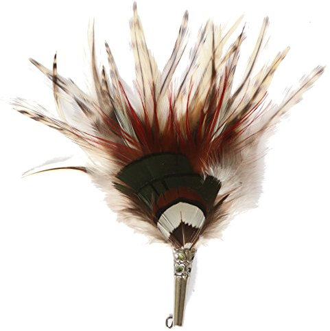 Breiter Echte Hutfeder Hutanstecker von Ente Fasan Handgemacht Accessoire für den Trachtenhut Inkl. Hülse 13,5 x 3 cm