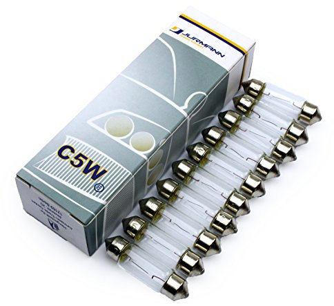 10 Stück-Set - KFZ Beleuchtung * WERKSTATTWARE * vom Jurmann Trade GmbH ® Glassockel Halogen 12V Autolampen (10x C5W)