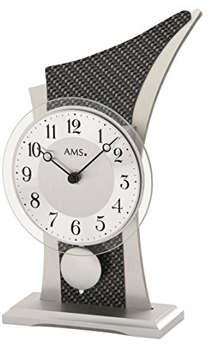 Moderne Tischuhr mit Quartzwerk, batteriebetrieben - Modern Style - AMS -Quartzpendel-Tischuhr 26cm- 1140