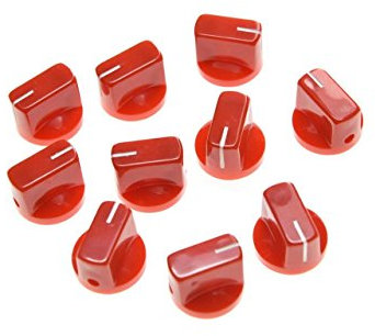KAISH Pack de 10 pomos para pedal de guitarra efecto amplificador, con tornillo, color rojo