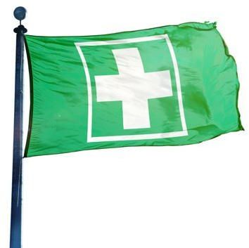 Erste Hilfe grün Festival Fahne Flagge Werbefahne (200x120cm)