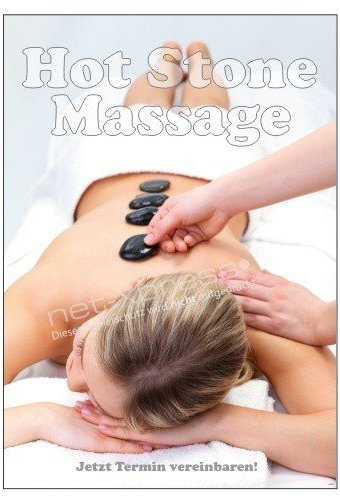 net-xpress Plakat Hot Stone Massage DIN A1, Werbeplakat Poster Wellness Beauty