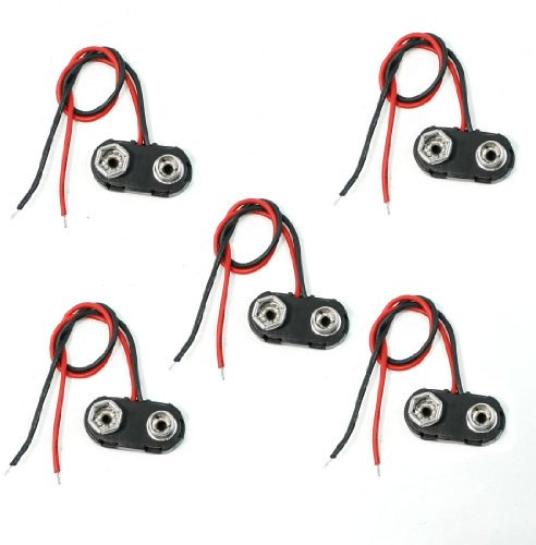 sourcingmap 5pcs I Type 9V Clip de batterie Connecteurs à coque dure Boucle Câble
