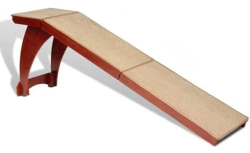 PetSafe CozyUp Wooden Bed Ramp for Cats & Dogs, Furniture-Grade with High-Traction Carpet Surface, Cherry