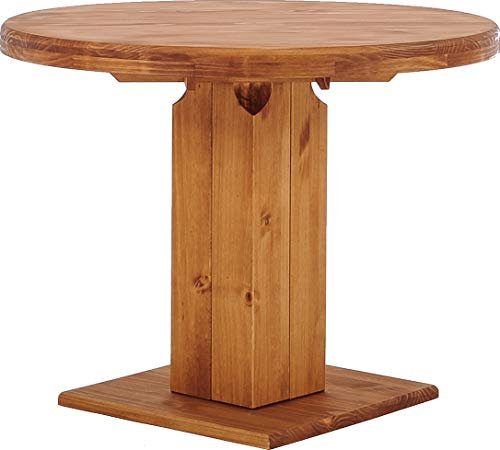 B.R.A.S.I.L.-Möbel Brasilmöbel Säulentisch Rio UNO Rund 100 cm Honig Tisch Esstisch Pinie Massivholz Esszimmertisch Holz Küchentisch Echtholz Größe und Farbe wählbar