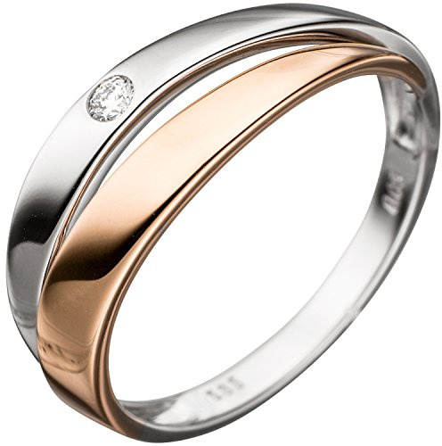 Jobo Damen-Ring aus 14 Karat 585 Gold Bicolor mit Diamant Größe 56