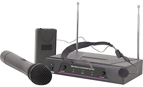 Loops 2 Channel Wireless Microphone Receiver System–VHF Handheld Headset Karaoke Radio