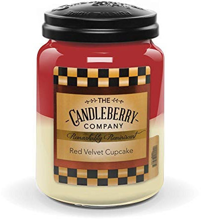 Candleberry Duftkerze im Glas mit Deckel - Red Velvet Cupcake (570g) - Intensiv duftende ganzjährige Kerze bis zu 160h Brenndauer für jeden Anlass, langlebig und handgegossen in den USA(Jar)
