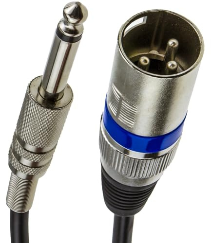 kenable Instrument Cable XLR 3 Pin Plug to 6.35mm Mono Jack Plug Lead for Mixers Studio Recording Live Performance Black 2m