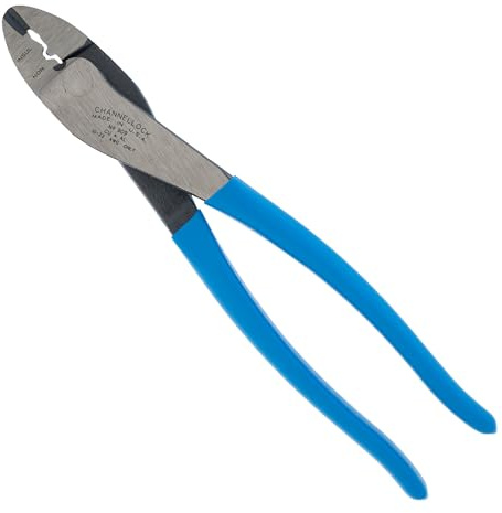Channellock 909 9.5-Inch Wire Crimping Tool | Electrician's Terminal Crimp Pliers with Cutter are Designed for Insulated and Non-Insulated Connections