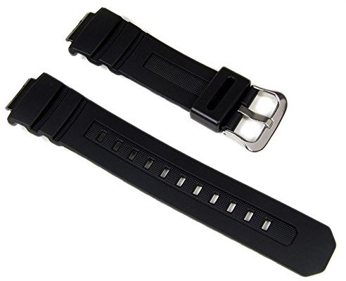 Casio Original Ersatz-Uhrenarmband 10273059 Uhr AWG-M100F-1BD, AW-590-1AW + andere Modelle, schwarzes Band, schwarzes Armband, Schwarz, Armband