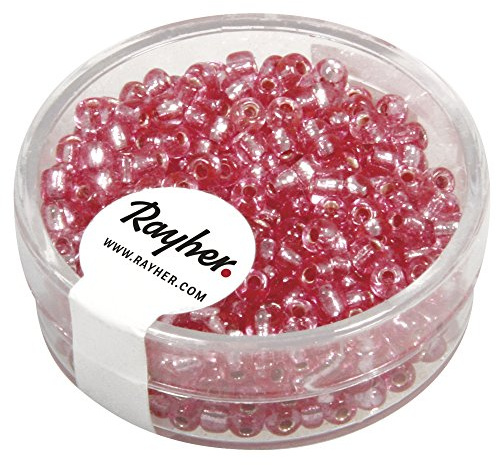 Rayher 1405516 Rocailles, 2,6 mm ø, mit Silbereinzug, rosé, nicht waschbar