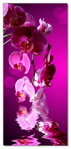 Wallario Selbstklebende Türtapete Rosafarbene Orchidee Blüten in pink - Türposter 93 x 205 cm Abwischbar, rückstandsfrei zu entfernen