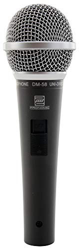 Pronomic DM-58 Dynamisches Gesangs Mikrofon mit Schalter - inkl. Klemme, für Sprache, Gesang und Instrumente - Richtcharakteristik: Superniere - Frequenzgang: 70-16.000 Hz - Schwarz