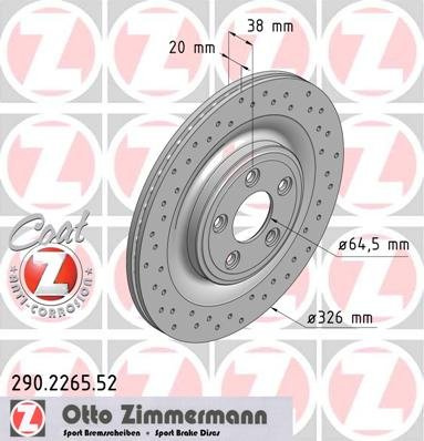 ZIMMERMANN 290.2265.52 Bremsscheibe, hinten, perforiert, Sport Coat Z