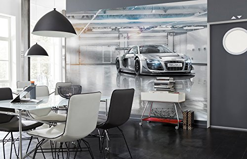 Komar Fototapete | AUDI R8 LE MANS | 368 x 254 cm | Tapete, Wand, Dekoration, Wandbelag, Wandbild, Wanddeko, Rennauto, Garage, Schnell, Auto | 8-957