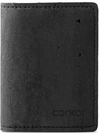 Corkor Portafoglio Uomo di Sughero Porta Documenti Protezione RFID Carte da Credito Vegan Nero